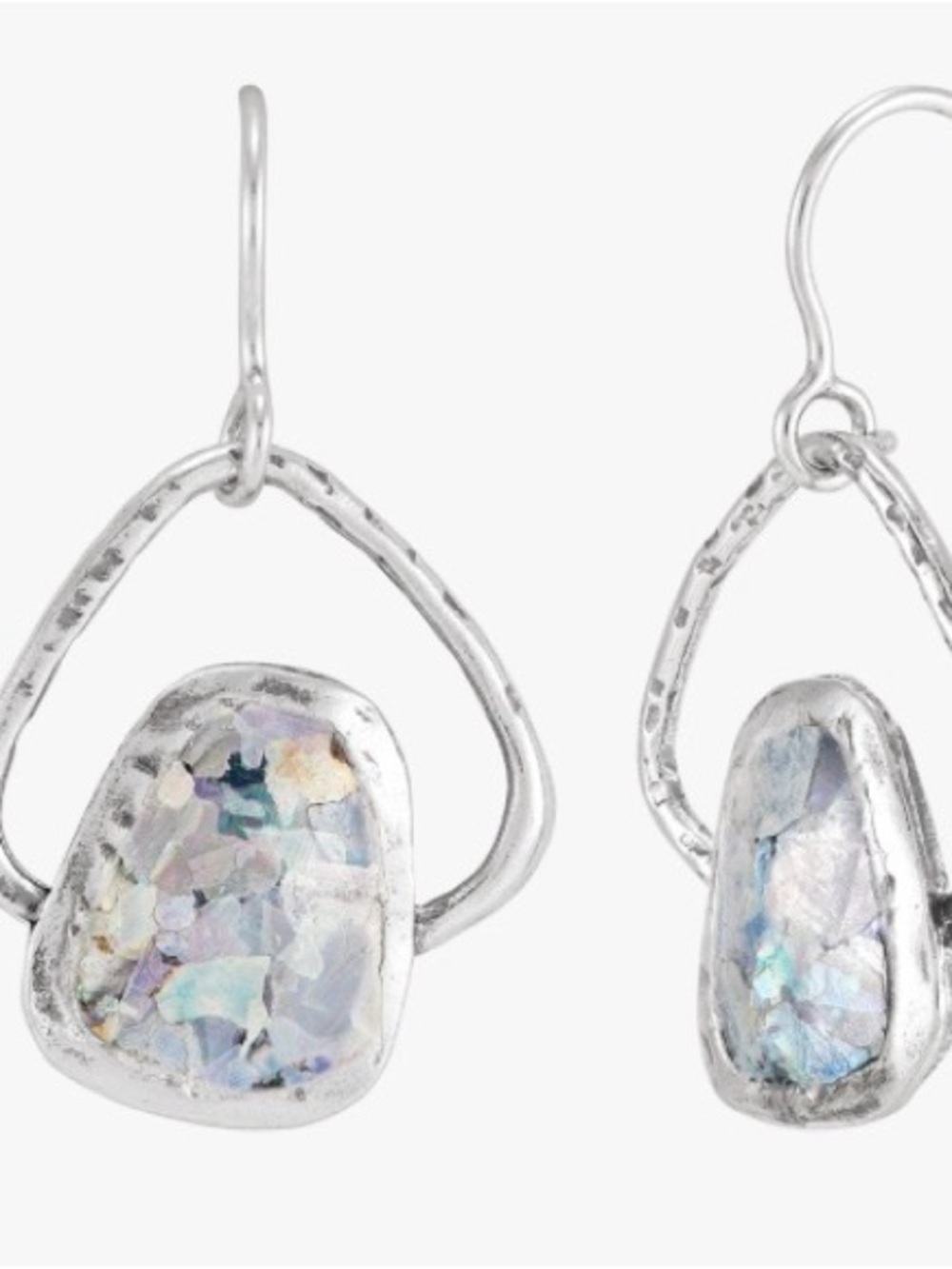 Silpada Under Glass Sterling Silver Drop Earrings with Roman Glass